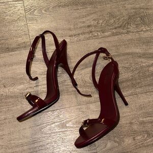 Steve Madden ‘Foxx’ Burgundy Patent Strappy Heels Size 9.5